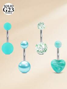 CIZME 4 chiếc khuyên rốn 14G bằng hợp kim titan, khuyên rốn cho nữ, khuyên rốn G23 6mm 8mm 10mm 12mm, trang sức xỏ rốn. - Một phong cách - Xem 13