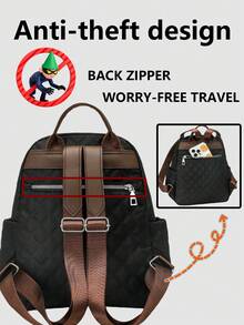 Anti-Theft Casual Diamond Quilted Nylon Backpack Women Purse; Multi-Functional Fashion Day Bag; Multi-Pocket Lightweight Travel Bag; Large Capacity Simple School Bag; Convenient Book Bag, Suitable For Students, Nurses, Teachers, Business People, Travel And Vacation, Business Trips, Daily Commuting, Shopping, Office, Dating, Hiking, Training, Work, Birthday Gifts, Holiday Gifts, - Multicolor - View 5