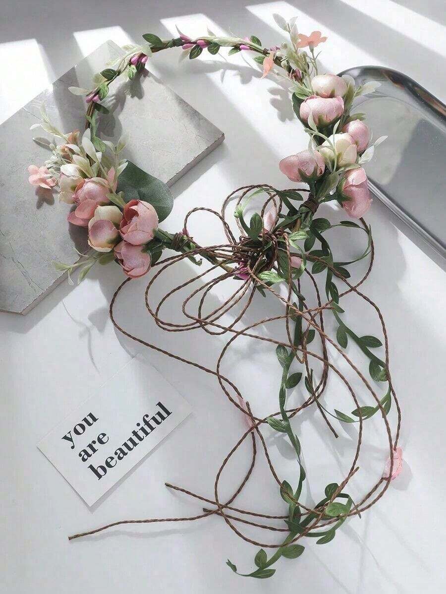 1pc Pearlescent Teacup Flower Wreath, Elegant Weddings, Parties, Banquets, Events, Travel, Hawaiian Outfit Women, Hair Accessories, Accessories, Bride To Be, Crown, Tiara - Multicolor - View 1