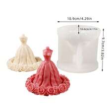 1个DIY婚纱硅胶蜡烛模具，素色裙摆3D婚纱装饰模具 - 透明色 - 查看 14