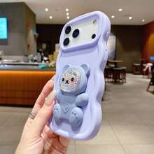 Cute Bear Phone Case, Macaron Phone Case + Compatible With IPhone 17 Pro Max/16 Pro Max/15 Pro Max/14 Pro Max/13 Pro Max/12 Pro Max/11 Pro Max/XS Max/7/8 Plus, Compatible With Samsung, Honor, - Light Purple + Hydrogel Film - View 3