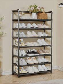 1 Stück Mehrfarbiges Großraum Minimalistisches Schuhgestell - Dickes Stahlrohr Mehrstufiges Schuhgestell, Schwarz/Weiß Minimalistisches Mehrstufiges Schuhgestell, Haushalts-Eingangsbereich Schuhschrank für den täglichen Gebrauch. Unverzichtbar für Studentenwohnheime und Mietwohnungen. Kann Taschen und Schuhe aufbewahren. Unverzichtbar für die tägliche Organisation und saisonale Aufbewahrung. - Schwarz - Übersicht 3