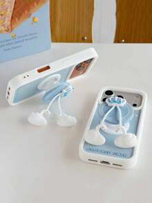Bow-Knot Cartoon Swan Silicone Phone Case With Kickstand & Pendant, Suitable For IPhone 17/17 Pro Max/16/15/14/13 - Baby Blue - View 5