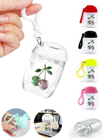 1 Transparent Empty Bottle Of Hand Sanitizer With Crystal Cherry Pattern Printed On It. Perfume Spray Bottle With Anti Falling Silicone Cap, Hawaiian Travel Portable Cosmetic Bottle, Birthday Gift For Family Or Friends, White Flip Cap, Reusable Portable Empty Bottle With Cap, Refillable, Cosmetic Container, Suitable For Liquid Lotion, 1 Ounce (About 28.3 Grams) 30 Ml, Gift For Family And Friends, Graduation Gift, Valentine's Day Gift, Commemorative Gift, Or New Year Gift.