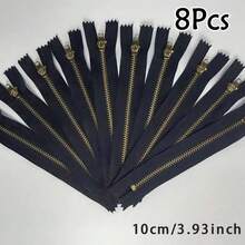 8/15/20Pcs #3 Closed End Brass Zipper, Copper Teeth Jeans Clothing Pants Zipper, Self-Locking - Multicolor - View 14