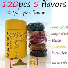 120 piezas Mixtas (Rosa, Jazmín, Lavanda, Hierba Limón, Sangre de Dragón) Espiral de Conos de Incienso, Fragancia Floral Única, Ideal para Exteriores, Patio, Porche, Camping y Senderismo - Perfecto para Días Festivos - Múltiples aromas - Ver 13