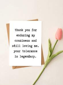 1pc Funny Thank You Card With Envelope - "Thank You For Enduring My Craziness" Humorous Gratitude Gift For Husband, Wife, Teachers & Friends, Versatile For Weddings & Birthdays, Blank Inside - View 3