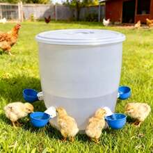 自动家禽饮水器套装 - 大号蓝色鸡用饮水杯，适用于鸡、鸭、鹅、火鸡和兔子 - 5 件套（不含水桶） - 餵水器 - 查看 3