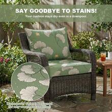 Outdoor Deep Seat Cushions Waterproof Patio Seat And Back Cushion Set, Fade-Resistant Seasonal Chair Cushion With Removable Cover For Dining Arm Chairs, Wicker Chairs And Garden Furniture Sofa Chair Cushion Set Decoration For Outdoor Garden, Deck, Porch, Patio Furniture - 淡綠 - 查看 9