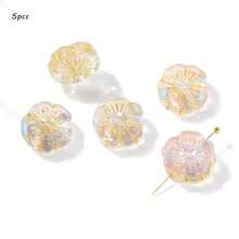 14毫米镀金梅花捷克玻璃珠，中心带孔，五瓣花瓣，DIY手工串珠手链，发夹材料 - 彩色 - 查看 12