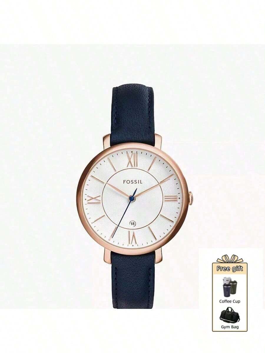 Fossil Women's Stainless Steel Leather Three-Hand Watch Stainless Steel Case/Glass E3843/ES3842 - Navy Blue - View 1