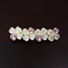 1个大号弹簧夹简约花朵仿猫眼发夹，马尾辫发饰，成人款，爪夹 - 白色 - 查看 5