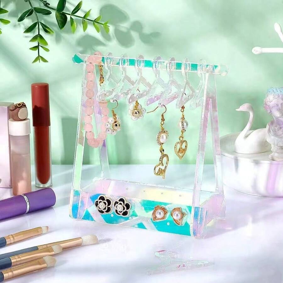 Handmade Soft Clay Earring Holder Display Box, Acrylic Clothes Hanger Shaped Desktop Jewelry Stand - Multicolor - View 1