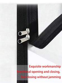Mosquito Proof Mesh Screen, Self-Installation Invisible, No Drilling, Easy Zipper Mesh Door/Window, Self-Adhesive - Black-edged White Mesh Zipper Style - View 6