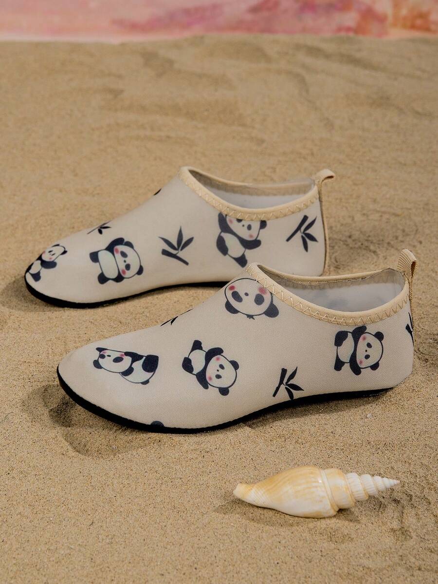 1双春夏可爱卡通熊猫印花男童时尚舒适休闲轻便多功能水鞋/涉水鞋 - 米色 - 查看 1