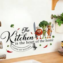 1/2pcs Cartoon Vegetable And Kitchen Motto Wall Stickers - Removable, Self-Adhesive, Waterproof PVC Decals - Suitable For Kitchen, Bedroom, Dining Room, And Living Room Decor - Wall Stickers - View 4