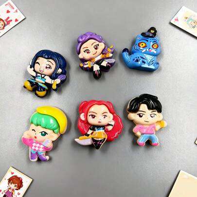 Bộ 6 món phụ kiện bằng nhựa hình thợ săn phù thủy, mặt dây chuyền nhỏ, móc khóa, nam châm tủ lạnh, miếng dán ốp điện thoại.