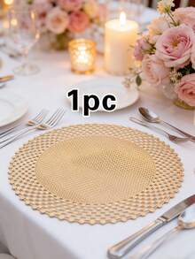 1/4/6 pezzi Semplici tovagliette in PVC con foil dorato, decorazione per hotel e ristoranti, isolamento termico e antiscivolo, adatte per matrimoni, feste, Natale, San Valentino, celebrazioni, picnic, banchetti di compleanno - Multicolore - Visualizzare 11