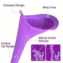 1PC Lightweight Portable Emergency Urinal For Women - Purple Stand-Up Pee Device For Outdoor Travel & Camping, Hygienic & Easy-To-Use Design, Portable Toilet For Camping - Hồng - Xem 9
