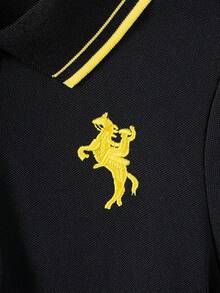 Boys' Contrast Trim Short Sleeve Polo Shirt - Black - View 4