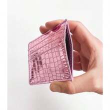 Portatarjetas de crédito minimalista y brillante con diseño metálico color rosa metálico delgado y de cocodrilo sintético Rosa Metálico Tarjetero de crédito de cocodrilo sintético - Rosa Metlico - Ver 7
