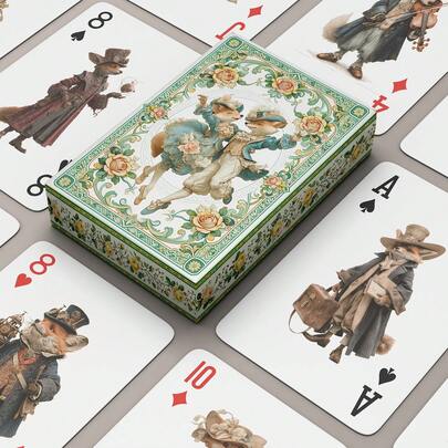 YFOPEN Cartas de juego con temática de zorro, tarjetas coleccionables novedosas, cada diseño único, material duradero, adecuado para fiestas temáticas, bailes de máscaras, coleccionar cartas de juego, juegos de mesa, tarjetas de regalo
