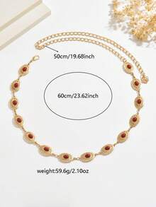 1 chiếc dây chuyền eo thời trang, gợi cảm, thiết kế độc đáo, khảm đá ngọc lam đỏ hình hoa và hình elip, đa năng, tối giản, cổ điển, phù hợp cho nữ giới mặc hàng ngày, đi nghỉ mát và dự tiệc. - Đỏ - Xem 5