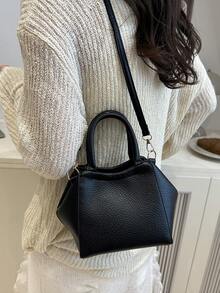 2026春夏时尚百搭水桶包，简约休闲多巴胺色小方斜挎包，女士款 - 黑色 - 查看 4