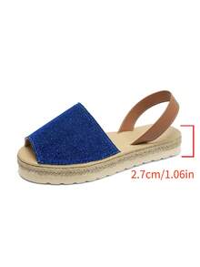 planare Giày sandal đế bằng hở mũi, quai hậu, chất liệu PU, kiểu dáng thường ngày, thoải mái, dành cho nữ, màu xanh dương. - Màu xanh lam - Xem 9