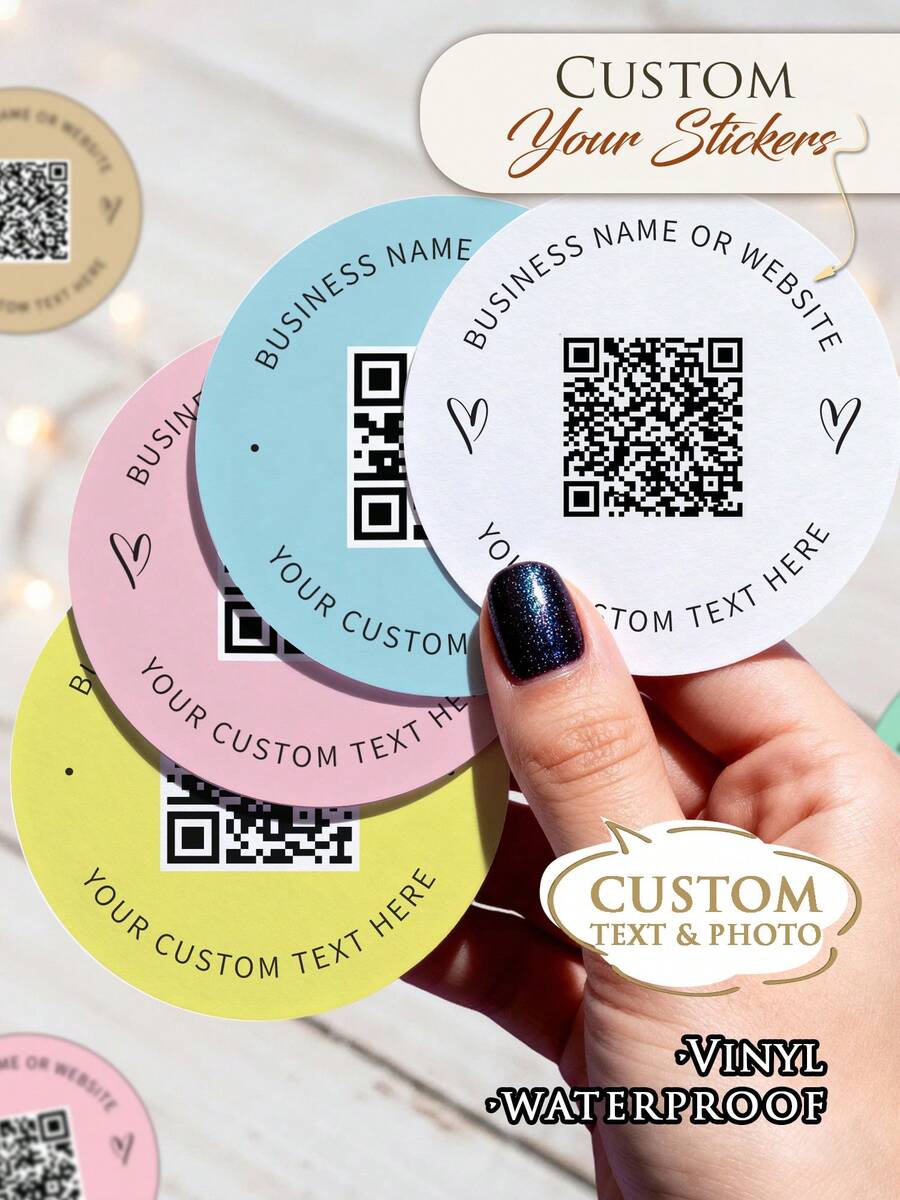 4-26cm Customized QR Code Stickers, Personalized Stickers With QR Code And Text, Suitable For Business Social, Party Gifts, Restaurants, Cafes, Ideal Packaging Labels For Merchants, Customized Business Social QR Code Stickers - Round - View 1