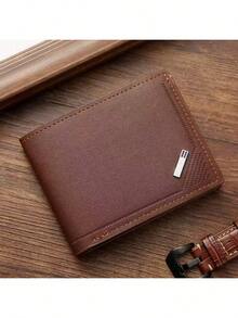 Ví nam 1 chiếc, màu đen/cà phê/nâu, ví ngắn kiểu dáng tối giản và thời trang dành cho giới trẻ, nhiều ngăn đựng thẻ, dung lượng lớn, ví gập mỏng bằng da mềm, ví đựng tiền xu công sở mới. - A - Xem 3