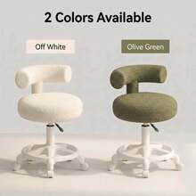 Light Luxury Teddy Fleece Rolling Stool, Adjustable Height Swivel Bar Stool, Office Chair, Soft Plush Vanity Chair With Wheels. Ideal For Bar Counter, Home, Office And Bedroom Makeup, Perfect Gift For Family,Counter Height Bar Stools With Backs - Nhiều màu - Xem 9