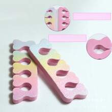 5/10/50pcs Nail Art Glitter Powder 4-Hole Heart Finger Separator, Glitter Powder Mini Scrub Strips, Pink Finger Divider - Multicolor - View 3