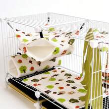 4pcs Sugar Glider Double-Deck Hammock Hideaway Tunnel Pad Set, Suitable For Small Pets Like Hamsters, Rabbits, Sugar Gliders, Guinea Pigs, Thin Design For Spring/Summer - Multicolor - View 12