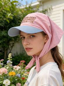1pc Unisex Quick-Dry Patchwork Letter Embroidered Visor Baseball Hat, Versatile Neck Gaiter Scarf Headwrap For Outdoor, Sports, Casual, Suitable For Hiking, Cycling, Beach, Vacation,Summer - Multicolor - View 1