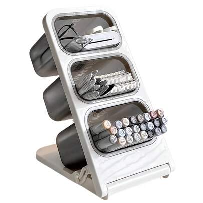 Desktop Slanted Pen Holder Storage Box - Large Capacity For Students And Office Use, Marker And Fountain Pen Stand