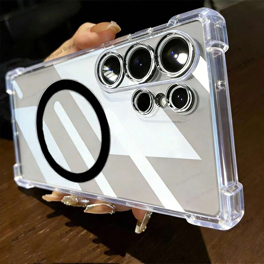 Galaxy S26 Ultra S21 S23 S22 S24 S25 Plus 透明磁吸手机壳，奢华加固防摔保护套