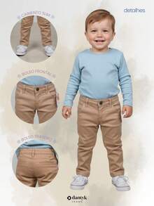 Baby Formal Twill Pants For Wedding Baptism With Adjustable Elastic - 摩卡棕 - 查看 5
