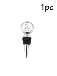 1/2pcs Personalized Text Wedding Wine Stopper, Metal Silicone Wine Bottle Stopper, Custom Photo And Date, Engraved Wedding Favors For Anniversary Birthday Graduation Housewarming Keepsake - Style a - View 28