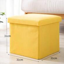 Multi-Functional Solid Color Linen Folding Storage Ottoman, High-Quality Thick Storage Bench, Household Shoe Changing Stool, Multi-Functional Square Soft Stool - Beige - View 12