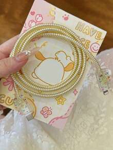 4pcs Dog Paw Star Shaped TPU Charger Protector Case, Suitable Compatible With Apple 18W/20W Fast Charger, Charging Cable Wrap Protection Against Breakage - Multicolor - View 3