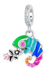 1pc Unique Dopamine Chameleon Pendant, Exquisite Creative Versatile Copper DIY Bracelet Necklace Gift - Multicolor - View 1