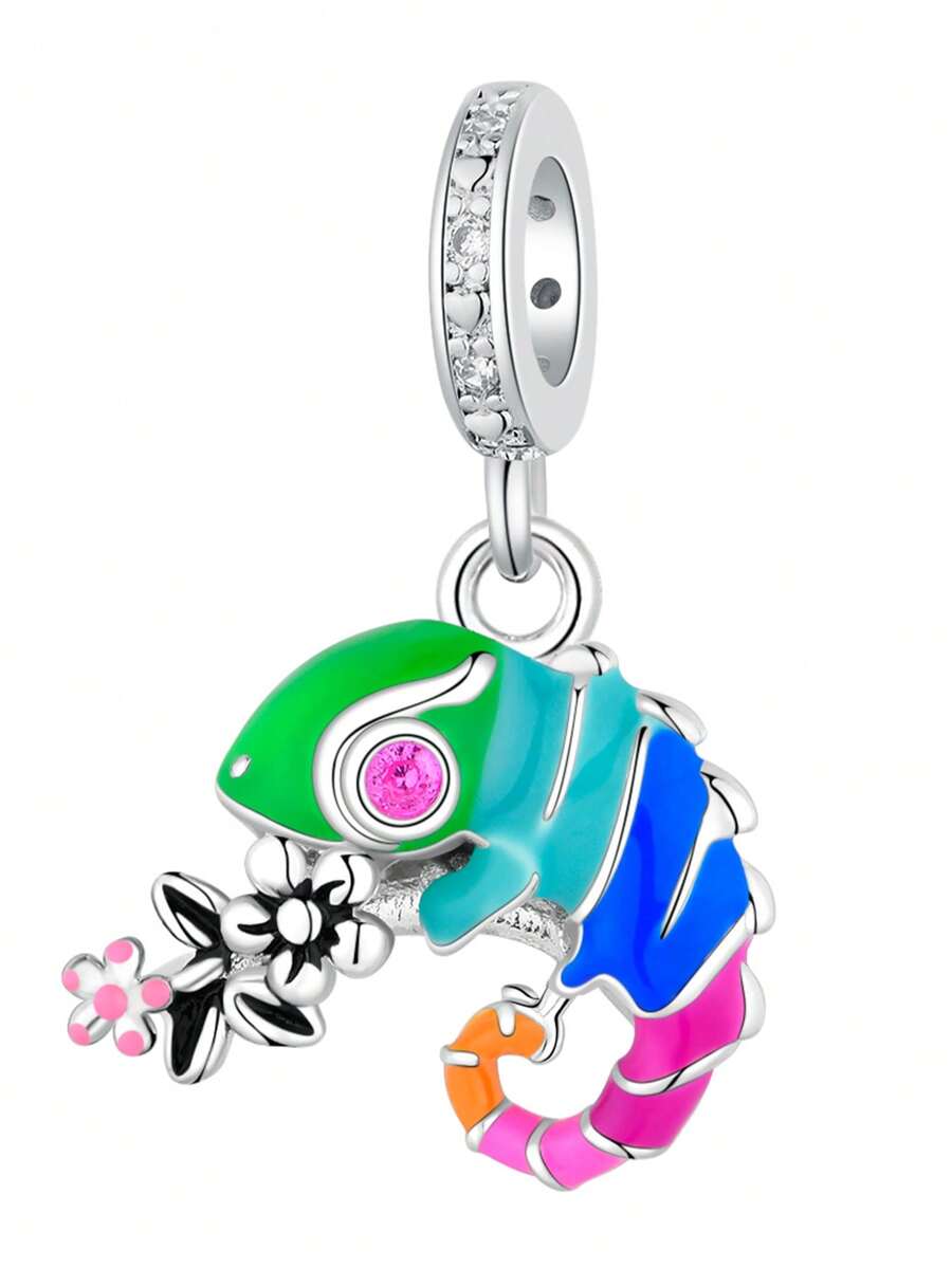1pc Unique Dopamine Chameleon Pendant, Exquisite Creative Versatile Copper DIY Bracelet Necklace Gift - Multicolor - View 1