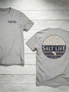 The "Salt Life" T-Shirt, Featuring A Print Of Near-Shore Fish, Is Ideal For Ocean Lovers And Beach Adventurers. - Xám - Xem 8