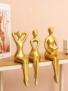 Eine vergoldete Denker-Statue, geeignet für Bücherregal-Dekoration, abstrakte Skulptur, Büro-Dekoration, moderne Wohndekoration, Wohnzimmer-Sammlerstück und Kaffeetisch-Dekoration. - Mehrfarbig - Übersicht 5