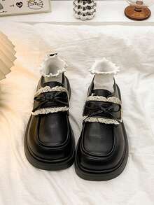 8厘米厚底洛丽塔乐福鞋，朋克哥特洛丽塔风格玛丽珍女鞋 - 黑色 - 查看 3