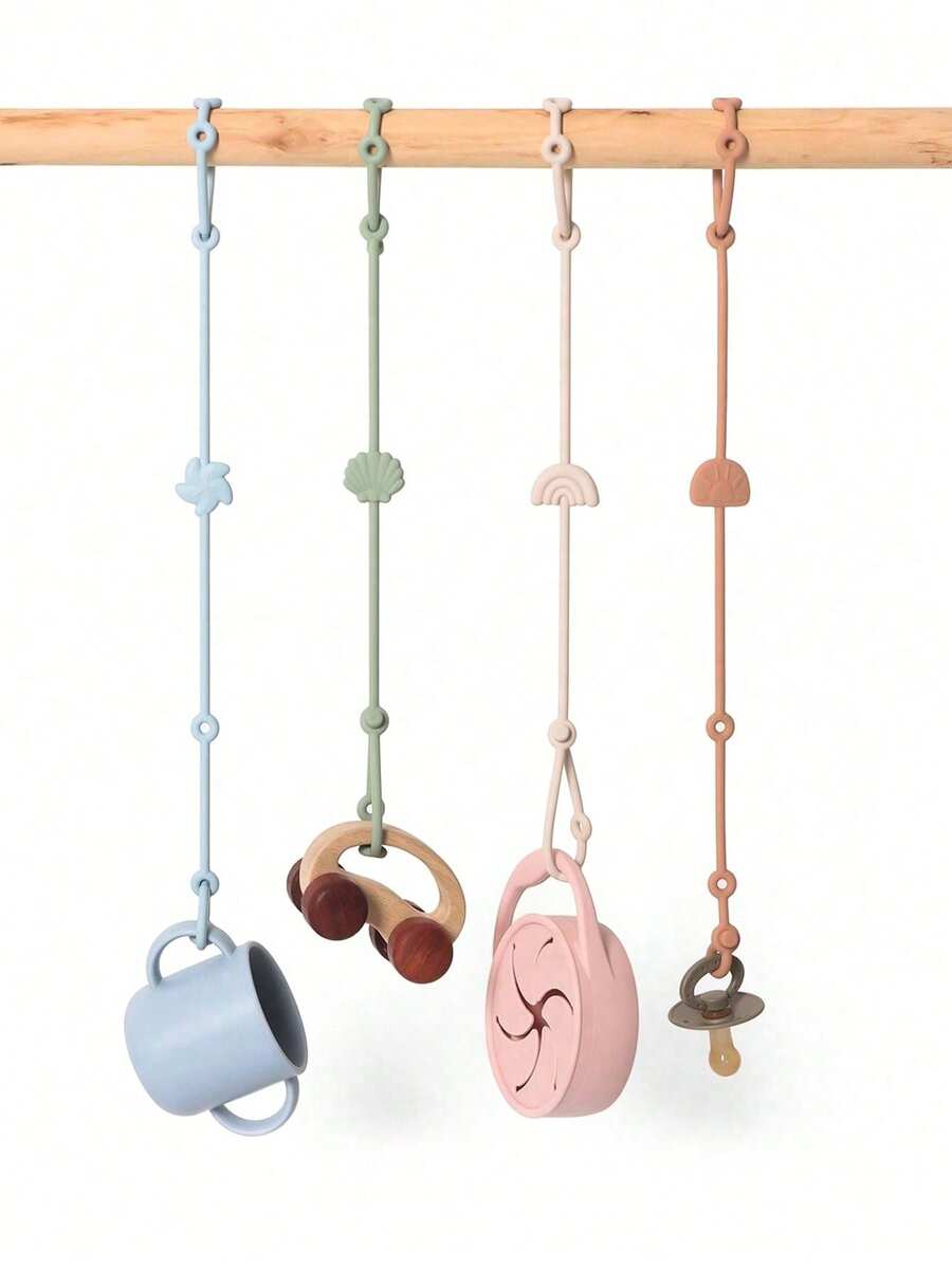 4 Pcs Toy Straps Soft Silicone Teething Chain Adjustable Infant Nipple Holder Dummy Clip Stroller Baby Accessories - Green - View 1