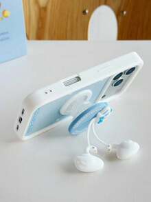 Bow-Knot Cartoon Swan Silicone Phone Case With Kickstand & Pendant, Suitable For IPhone 17/17 Pro Max/16/15/14/13 - Baby Blue - View 4