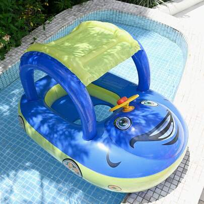 1pc Kids Inflatable Swimming Pool Seat, Cute Floating Swim Ring Chair, Children Learning Swimming Pool Bath Tub Inflatable Boat/Ship Shaped Swim Ring, Underarm Floating Ring, Summer Swimming