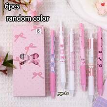 Bộ 6 bút bi mực đen 0.5mm, đầu bút màu hồng có nơ, ngòi bút khô nhanh, nét viết mượt mà, thích hợp làm quà tặng mùa tựu trường. Phù hợp cho văn phòng, lớp học, thanh thiếu niên, người lớn, gia đình, trường học và các dịp khác. - Nhiều màu - Xem 12